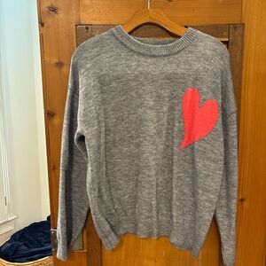 Gray Sweater with Red Heart